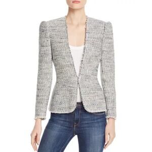 REBECCA TAYLOR Women’s Blue Metallic Tweed Tailored Blazer Jacket 10